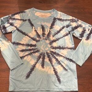 Huk Blue and White Tie-Dye Long Sleeve Shirt